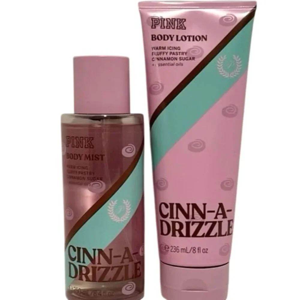 VS Pink Cinn-A-Drizzle Body‎ Care Set Warming Fragrance Mist & Lotion NEW